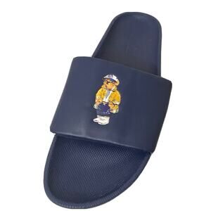 Polo Ralph Lauren Cayson Bear Pool Slide Men's Size 11 / 11.5 Navy Blue Sandals
